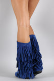 Mid Calf Suede Fringe Boot