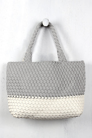 Woven Two-Tone Tote Bag