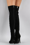 Nubuck Peep Toe Thigh High Boot