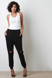 Knee Slit Jogger Pants