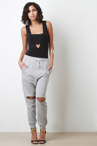 Knee Slit Jogger Pants