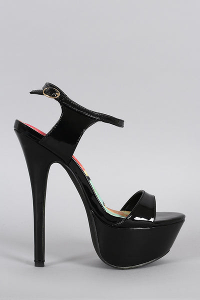 Liliana Patent Open Toe Platform Heel