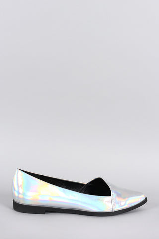 Hologram Asymmetrical Pointy Toe Loafer Flat