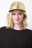 Metallic Crocodile Leatherette Snapback Cap