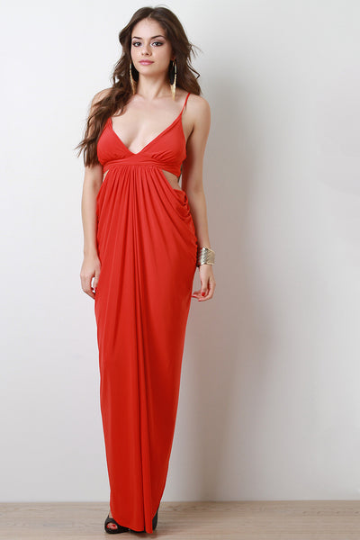 Side Cutout Drape Maxi Dress