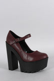 Soda Mary Jane Contrast Lug Sole Platform Pump