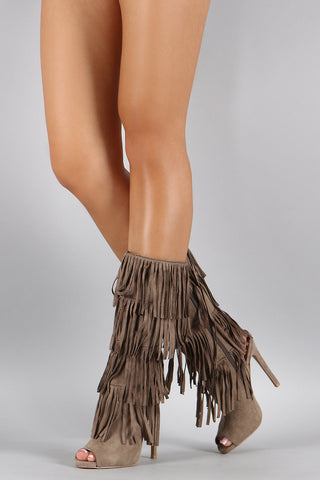 Quipid Fringe Falling Peep Toe Boot