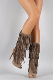 Quipid Fringe Falling Peep Toe Boot