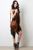 Faux Suede Fringe Saddle Bag