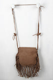 Faux Suede Fringe Saddle Bag