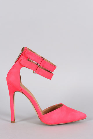 Liliana Neon Pointy Toe Ankle Strap Pump