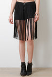 Long Fringe Suedette Shorts