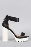 Qupid Open Toe Lug Sole Platform Heel