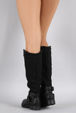 Buckled Zipper Riding Knee High Boot