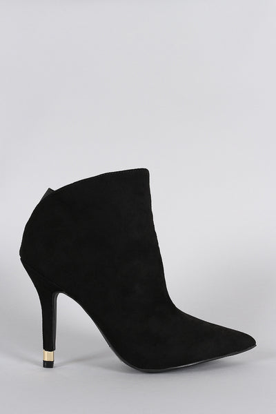 Qupid Suede Slanted Pointy Toe Stiletto Booties