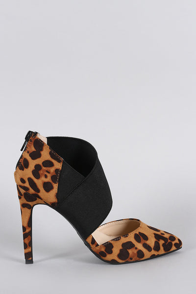 Anne Michelle Leopard Asymmetrical Pointy Toe Stiletto Pump