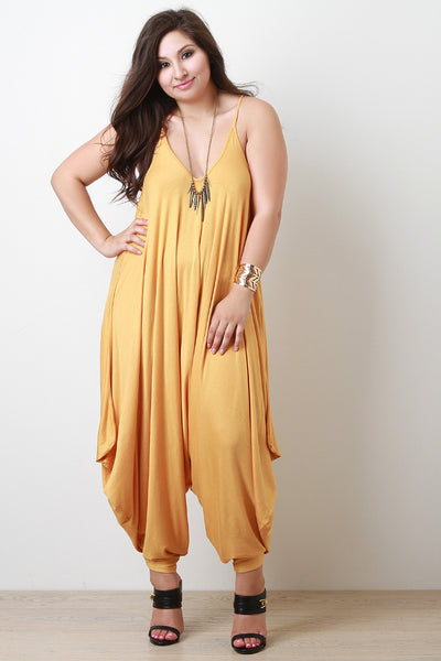 Plus Size Mustard Harem Pants Jumpsuit