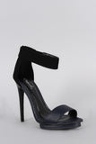 Qupid Sleek Contrasting Snake Open Toe Heel