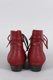 Breckelle Pointy Toe Lace Up Booties