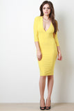 Solid V-Neck Midi Dress