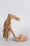 Shoe Republic LA Suede Fringe Ankle Strap Heel