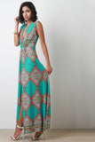 Persian Deep V Sleeveless Maxi Dress