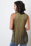 Suede Sleeveless Fringe Top