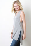 Soft Knit Sleeveless Hoodie Top