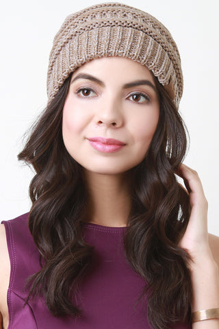 Mottled Ridged Knit Beanie