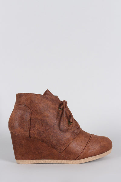 Qupid Patch Work Wedge Booties