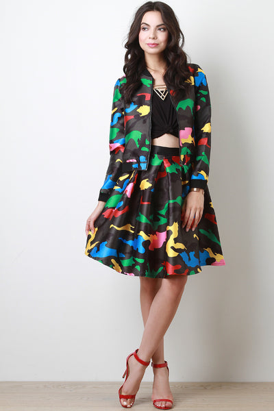 Colorful Camouflage Print Skirt