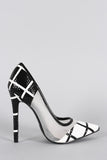 Shoe Republic LA Mesh Two Tone Textured Grid Pointy Toe Pump