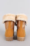 Shearling Cuff Hiking Ankle Boots