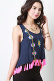 Neon Fringe Tribal Top