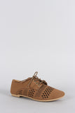 Bamboo Perforated Round Toe Lace Up Oxford Flat