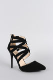 Anne Michelle Nexus Cage Pointy Toe Nubuck Pump