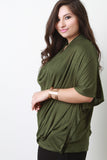 Plus Size Cowl Neck Short Sleeve Top