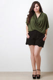 Plus Size Cowl Neck Short Sleeve Top