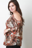 Plus Size Abstract Open Shoulder Top