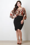 Plus Size Abstract Open Shoulder Top