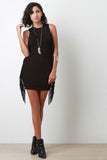 Suede Double Fringe Bodycon Mini Dress