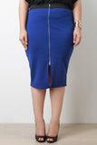 Plus Size Zipper Midi Skirt