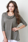 Cowl Neck Slub Top