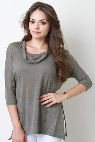 Cowl Neck Slub Top