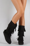 Soda Tiers of Fringe Mocassin Flat Boot