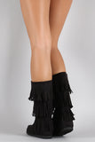 Soda Tiers of Fringe Mocassin Flat Boot