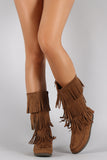 Soda Tiers of Fringe Mocassin Flat Boot