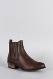 Bamboo Slit Gores Western Burnished Ankle Boots