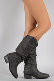 Bamboo Slouchy Almond Toe Cowgirl Knee High Boot