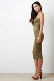 Casual Suede Tube Midi Dress